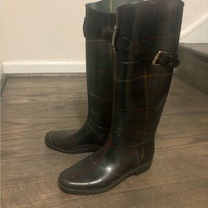 Polo by Ralph Lauren Black Plaid Women's Rain Boots